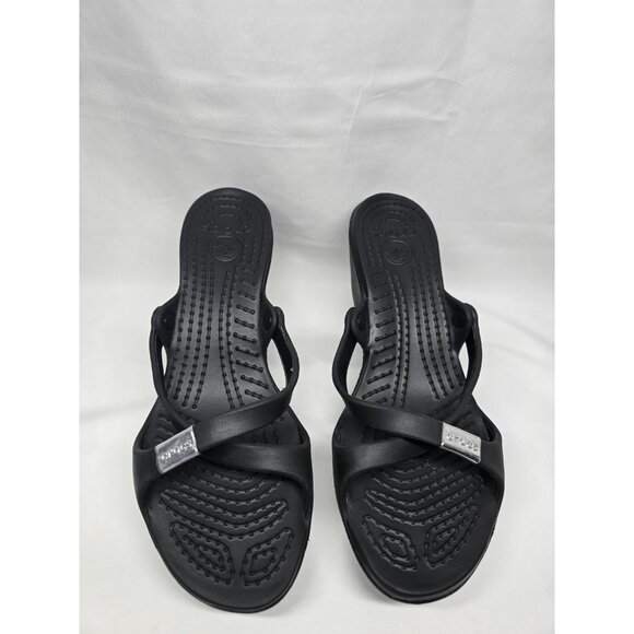 Women's Crocs Cyprus IV Heels Sandals Size 10 Black - Picture 2 of 9